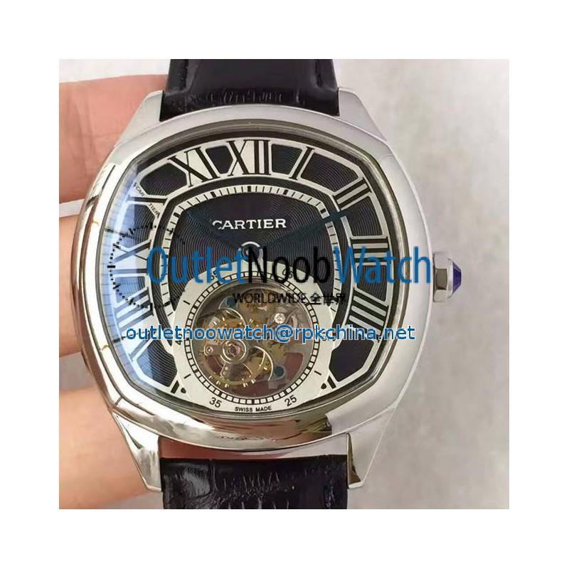 Replica Drive De Cartier Tourbillon W4100013 JF Stainless Steel Black Dial Swiss Tourbillon 9452MC