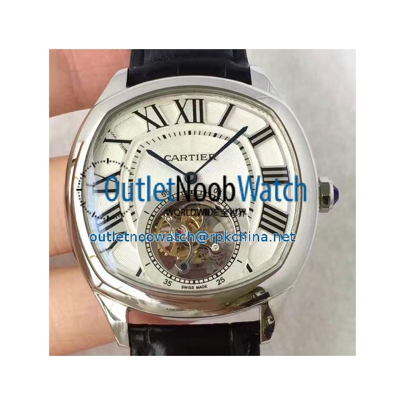 Replica Drive De Cartier Tourbillon W4100013 JF Stainless Steel White Dial Swiss Tourbillon 9452MC