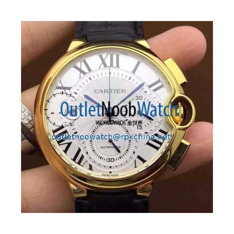 Replica Cartier Ballon Bleu Chronograph YG White Dial Swiss 7750