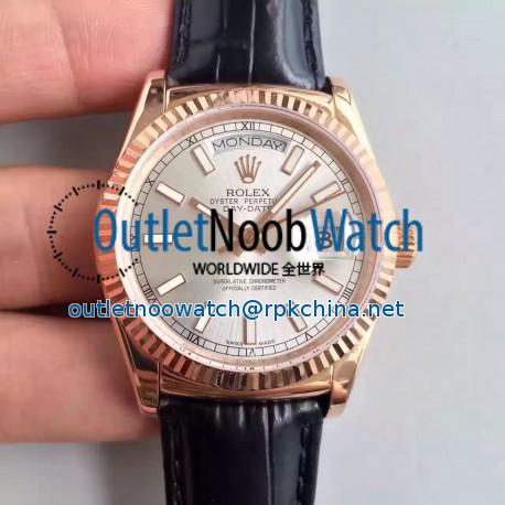 Replica Rolex Day-Date 118138 36MM V5 Rose Gold Sundust Dial Swiss 2836-2