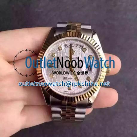 Replica Rolex Day-Date 116233 36MM V5 Stainless Steel & Yellow Gold White Rolex Dial Swiss 2836-2