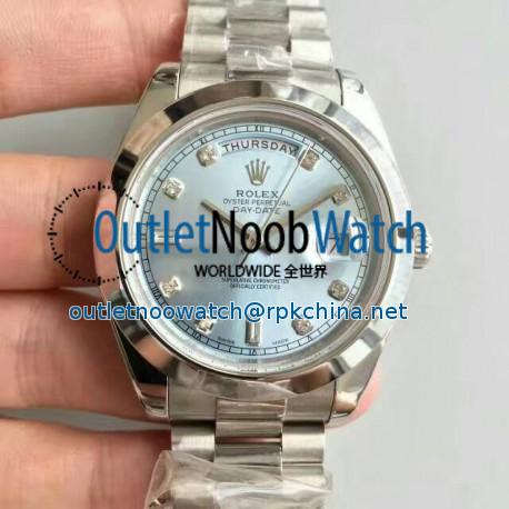 Replica Rolex Day-Date II 218206 41MM V6 Stainless Steel Blue Dial Swiss 2836-2