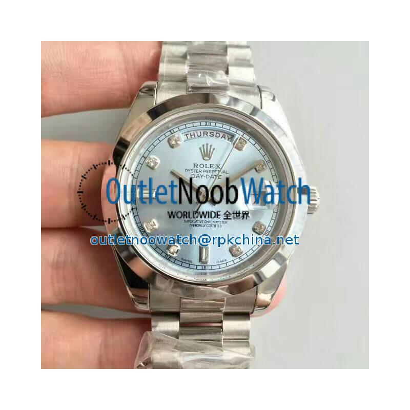 Replica Rolex Day-Date II 218206 41MM V6 Stainless Steel Blue Dial Swiss 2836-2