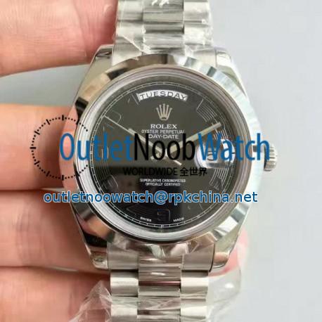 Replica Rolex Day-Date II 218206 41MM V6 Stainless Steel Black Dial Swiss 2836-2