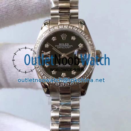 Replica Rolex Lady Datejust 28 279136RBR 28MM Stainless Steel & Diamonds Black Dial Swiss 2671