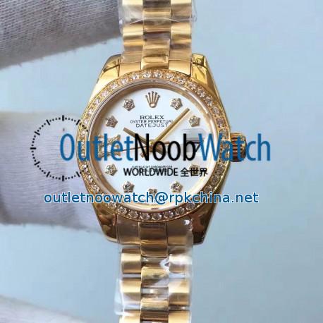 Replica Rolex Lady Datejust 28 279138RBR 28MM Yellow Gold & Diamonds White Dial Swiss 2671