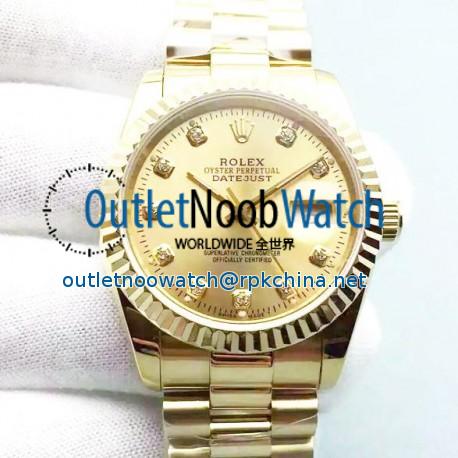 Replica Rolex Datejust 116238 36MM Yellow Gold Champagne Dial Swiss 2836-2