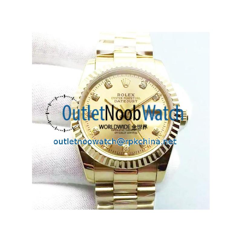 Replica Rolex Datejust 116238 36MM Yellow Gold Champagne Dial Swiss 2836-2