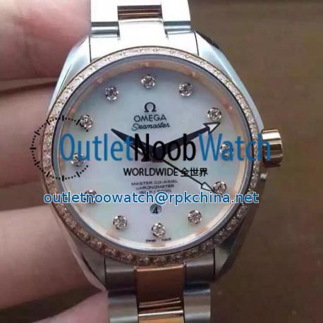 Replica Omega Aqua Terra 150M Lady 34MM Rose Gold & Stainless Steel Pearl Dial Swiss 8520