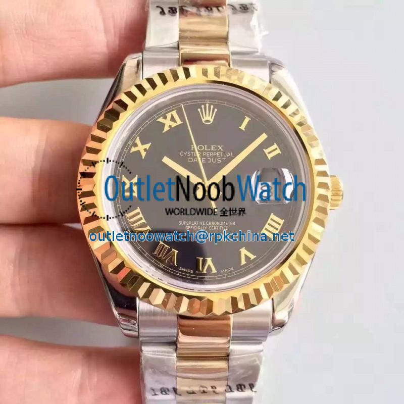 Replica Rolex Datejust 41 126333 41MM NF Stainless Steel & Yellow Gold Black & Roman Dial Swiss 2836-2