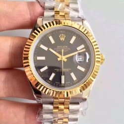 Replica Rolex Datejust 41 126333 41MM NF Stainless Steel & Yellow Gold Black Dial Swiss 2836-2