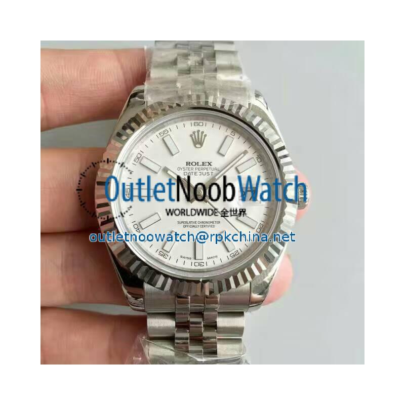 Replica Rolex Datejust II 116334 41MM NF Stainless Steel White Dial Swiss 2836-2