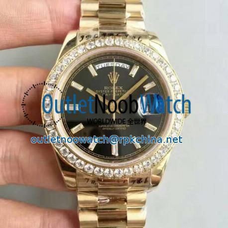 Replica Rolex Day-Date 40 228398TBR 40MM KW Yellow Gold & Diamonds Black Dial Swiss 3255