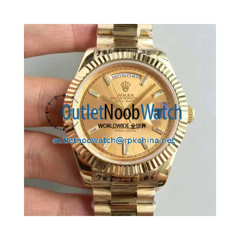 Replica Rolex Day-Date 40 228238 40MM KW Yellow Gold Champagne Dial Swiss 3255