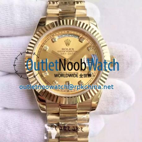 Replica Rolex Day-Date II 218238 41MM KW Yellow Gold Champagne Dial Swiss 3255