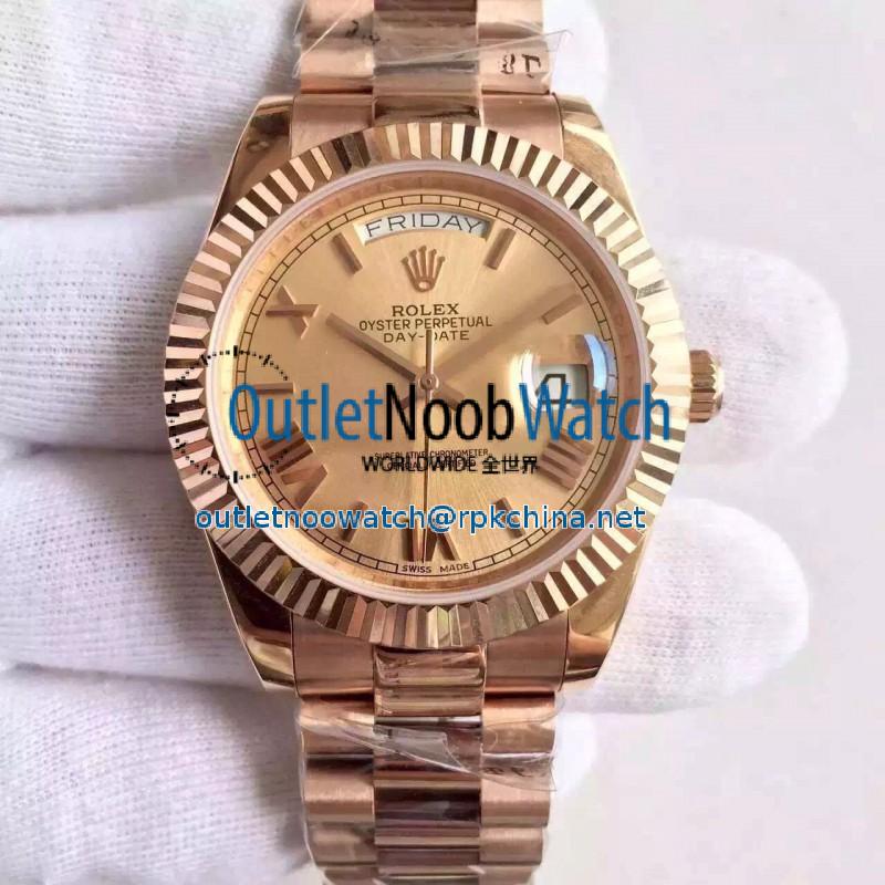 Replica Rolex Day-Date 40 228235 40MM KW Rose Gold Gold Dial Swiss 3255