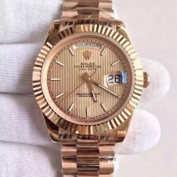 Replica Rolex Day-Date 40 228235 40MM KW Rose Gold Gold Stripe Dial Swiss 3255