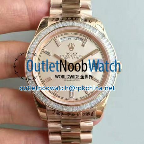 Replica Rolex Day-Date 40 228235 40MM KW Rose Gold & Diamonds Cream Dial Swiss 3255