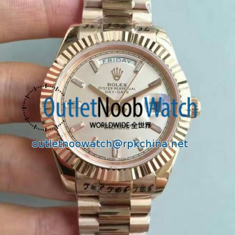 Replica Rolex Day-Date 40 228235 40MM KW Rose Gold Cream Dial Swiss 3255