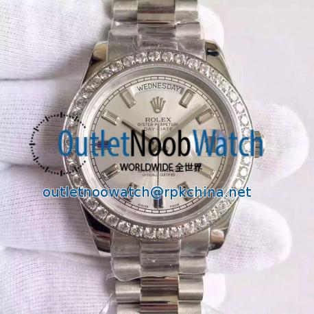 Replica Rolex Day-Date 40 228349RBR 40MM KW Stainless Steel & Diamonds Sundust Dial Swiss 3255