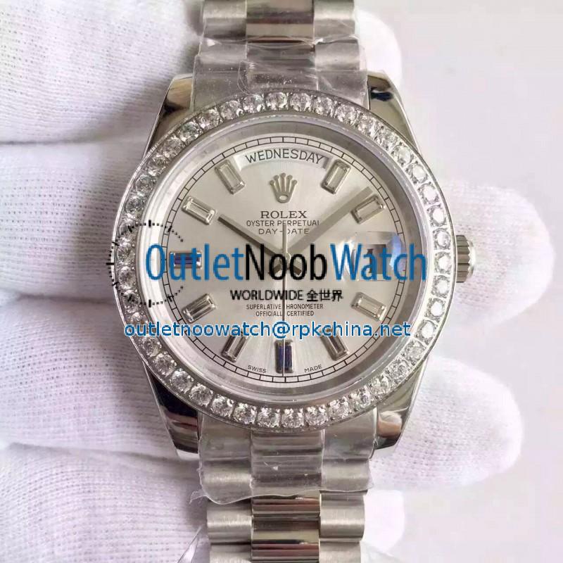 Replica Rolex Day-Date 40 228349RBR 40MM KW Stainless Steel & Diamonds Sundust Dial Swiss 3255