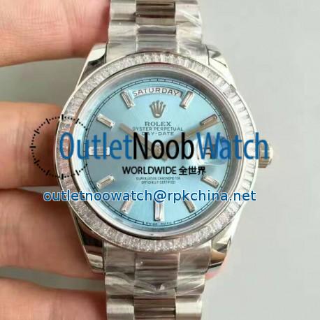 Replica Rolex Day-Date 40 228396TBR 40MM KW Stainless Steel & Diamonds Blue Dial Swiss 3255