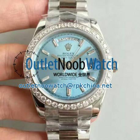 Replica Rolex Day-Date 40 228396TBR 40MM KW Stainless Steel & Diamonds Blue Dial Swiss 3255