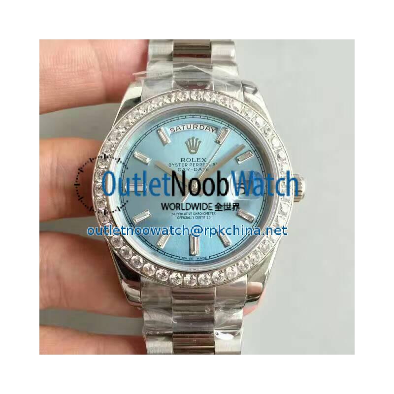 Replica Rolex Day-Date 40 228396TBR 40MM KW Stainless Steel & Diamonds Blue Dial Swiss 3255