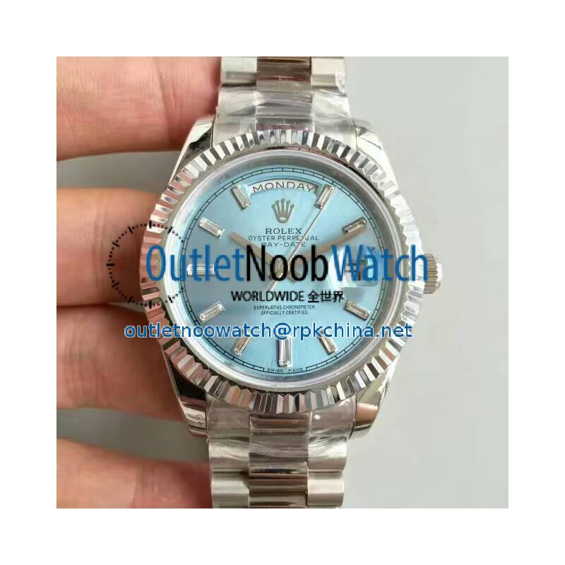 Replica Rolex Day-Date 40 228239 40MM KW Stainless Steel Blue Dial Swiss 3255