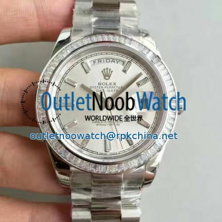 Replica Rolex Day-Date 40 228396TBR 40MM KW Stainless Steel & Diamonds Sundust Dial Swiss 3255