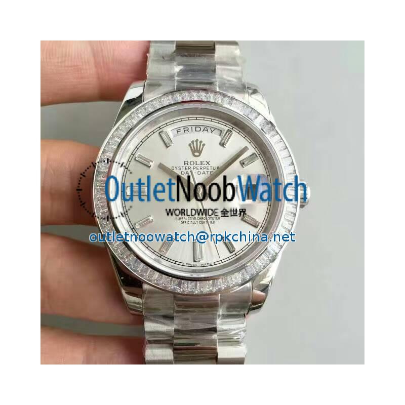 Replica Rolex Day-Date 40 228396TBR 40MM KW Stainless Steel & Diamonds Sundust Dial Swiss 3255