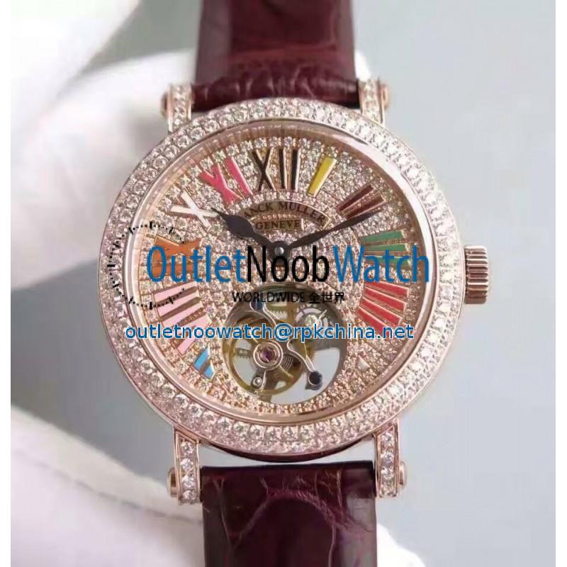 Replica Franck Muller Color Dreams Tourbillon Imperial Rose Gold & Diamonds Diamonds Dial Swiss Tourbillon