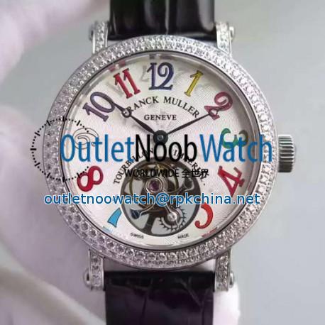 Replica Franck Muller Color Dreams Tourbillon Imperial Stainless Steel & Diamonds White Arabian Numbers Dial Swiss Tourbillon