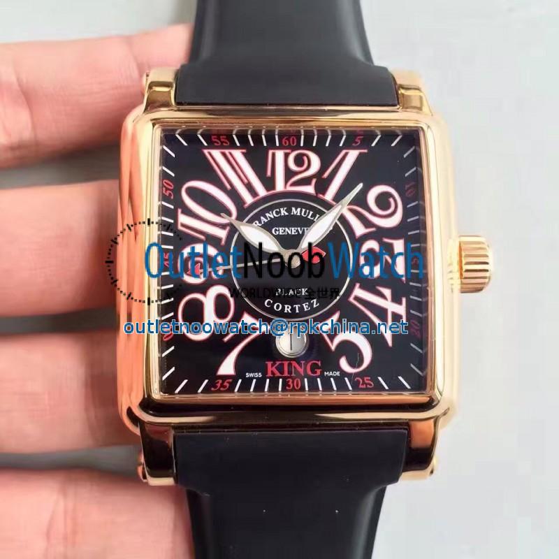 Replica Franck Muller Conquistador Cortez King 10000KSC ZX Rose Gold Black & Red Dial Swiss 2824-2