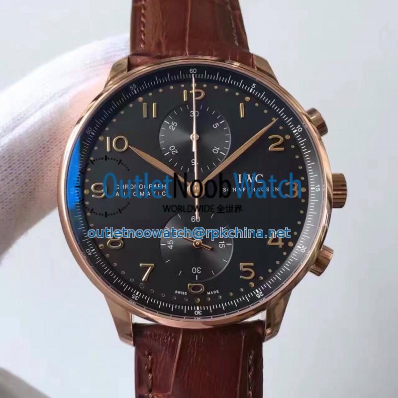 Replica IWC Portugieser Chronograph IW371482 ZF Rose Gold Ardoise Dial Swiss 7750