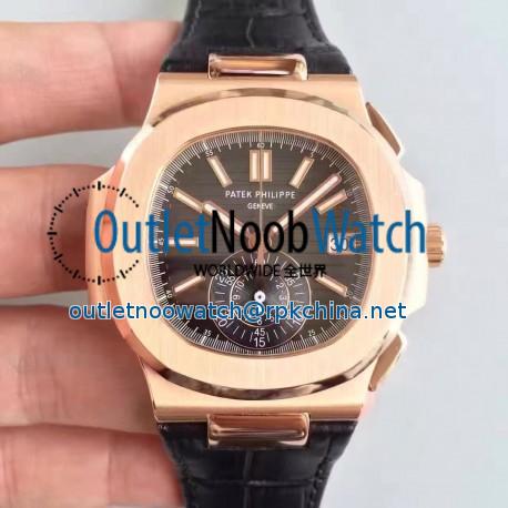 Replica Patek Philippe Nautilus Chronograph 5980R JF Rose Gold Black Dial Swiss CH28-520C