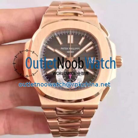 Replica Patek Philippe Nautilus Chronograph 5980R JF Rose Gold Black Dial Swiss CH28-520C