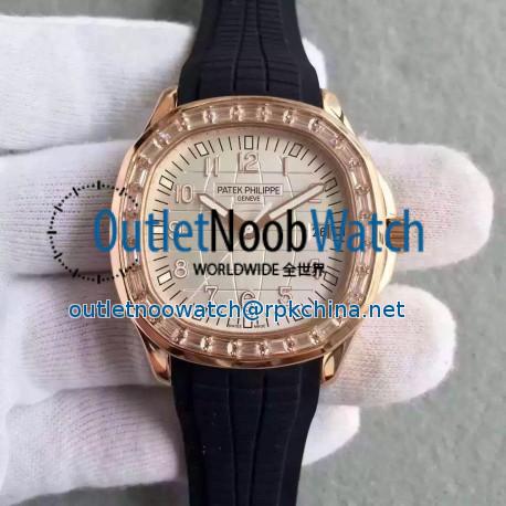 Replica Patek Philippe Aquanaut Ladies 5069R MK Rose Gold & Diamonds Gold Dial Swiss 324SC