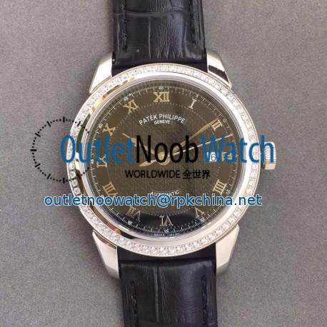 Replica Patek Philippe Calatrava 5296 Stainless Steel & Diamonds Black Dial Swiss 324SC