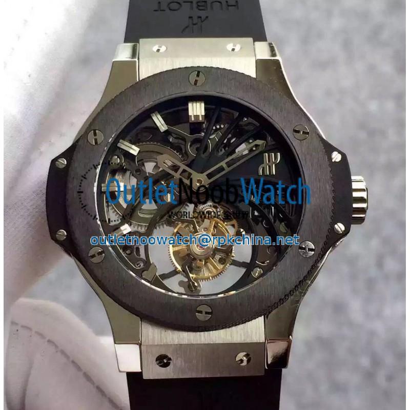 Replica Hublot Big Bang Skeleton Tourbillon Stainless Steel & Ceramic Skeleton Dial Swiss Tourbillon