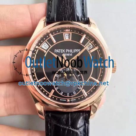 Replica Patek Philippe Annual Calendar 5205R-010 Rose Gold Black Dial Swiss 324SQALU 24H/206