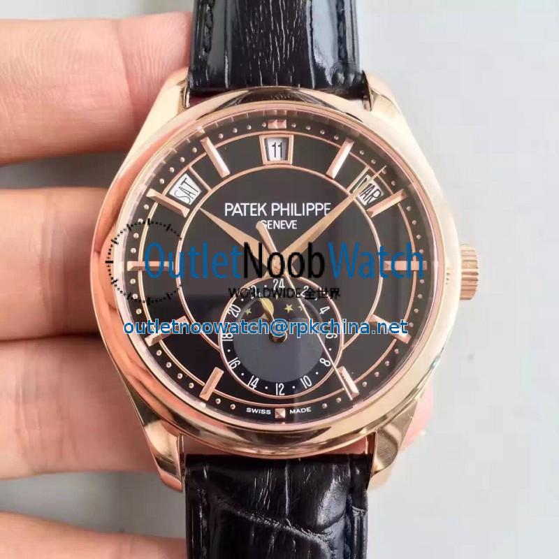 Replica Patek Philippe Annual Calendar 5205R-010 Rose Gold Black Dial Swiss 324SQALU 24H/206