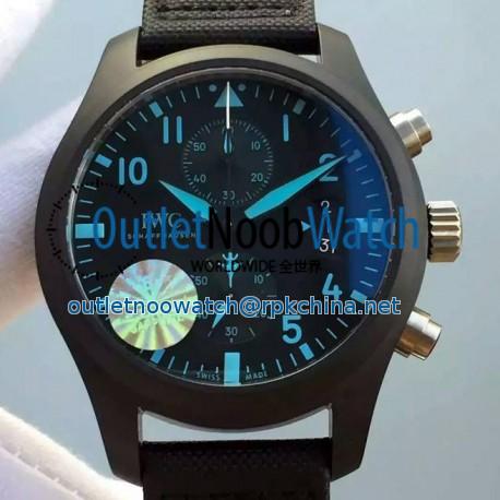 Replica IWC Pilot Chronograph Top Gun IW388003 Ceramic Black Dial Blue Markers Swiss 7750