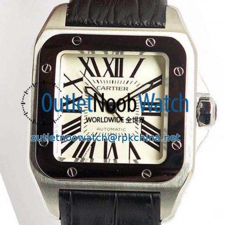 Replica Cartier Santos 100 Midsize Stainless Steel White Dial Swiss 2836-2