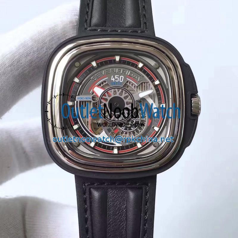 Replica SevenFriday P Series P3C/01 PVD Black & Red Dial Miyota 82S5