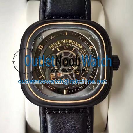 Replica SevenFriday P Series P2/02 PVD Black Dial Miyota 82S7