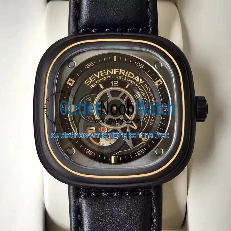 Replica SevenFriday P Series P2/02 PVD Black Dial Miyota 82S7