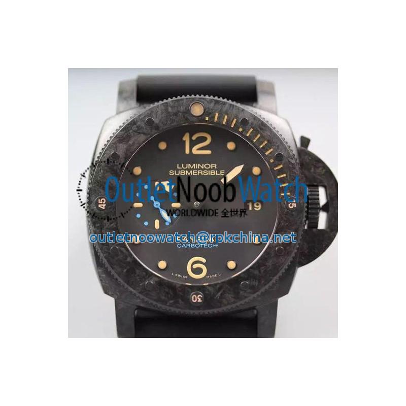 Replica Panerai Luminor Submersible 1950 PAM 616 Forged Carbon Black Dial Swiss  P9000