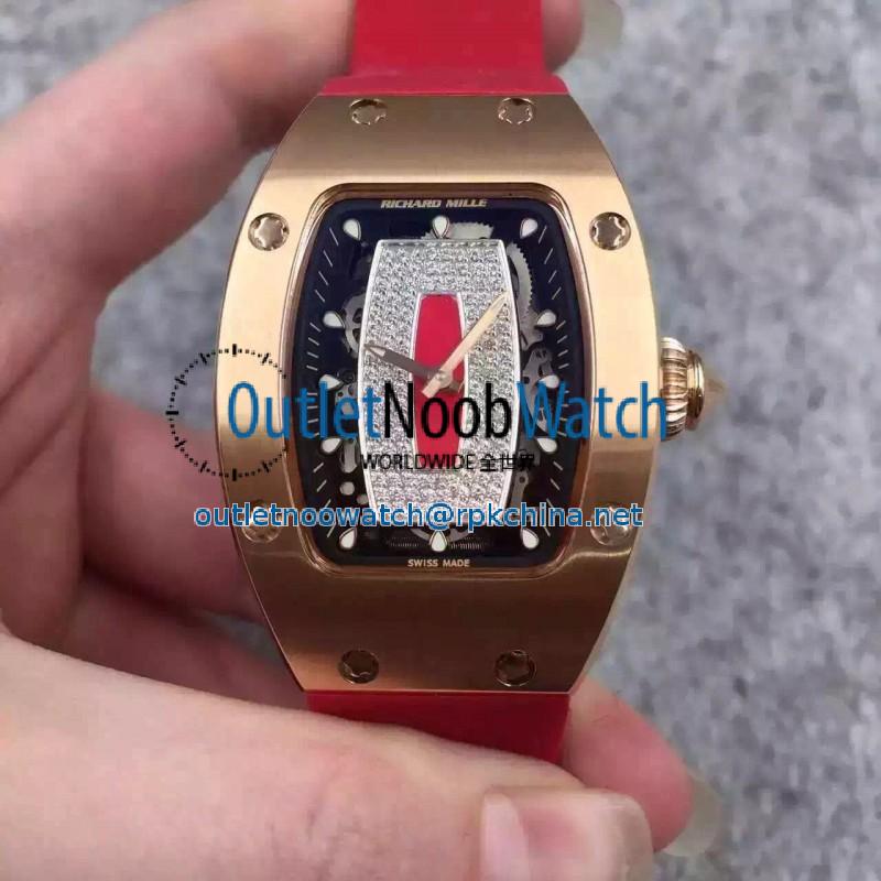 Replica Richard Mille RM07 Ladies Rose Gold Orange & Diamonds Dial M6T51