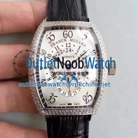 Replica Franck Muller Cintree Curvex FM 7880 Stainless Steel & Diamonds White Dial Swiss 2824-2